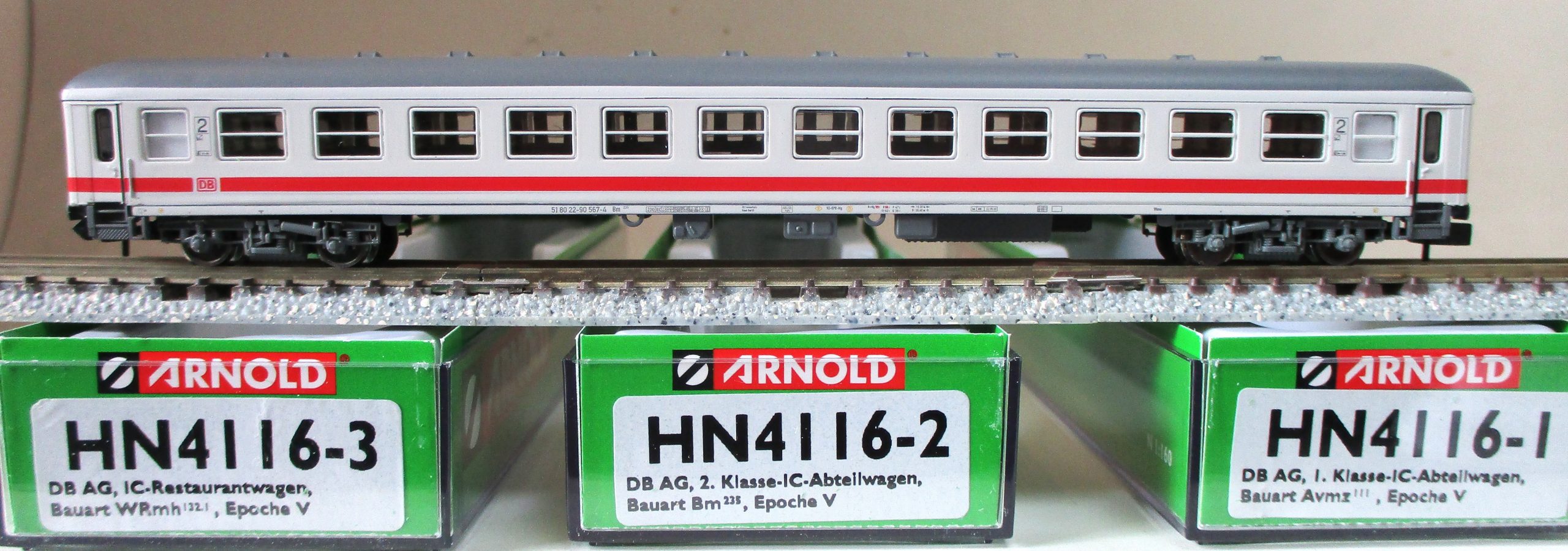 Arnold 4116 IC-Wagenset DB-5 2xweiß + 1xrot/weiß DBAG-5