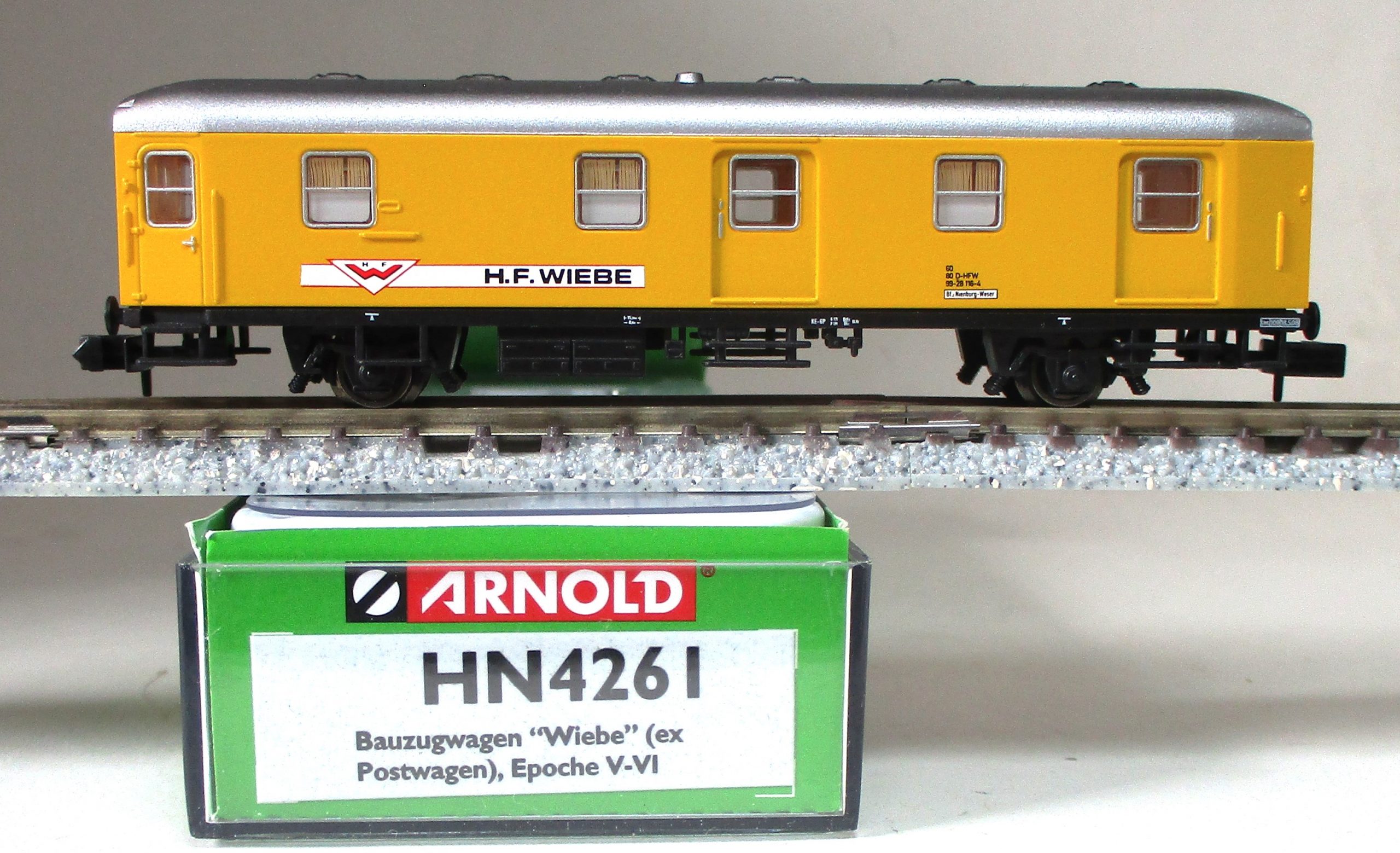 Arnold 4261 Bautruppführerwagen-467 (ex Postwagen) gelb DBAG-5