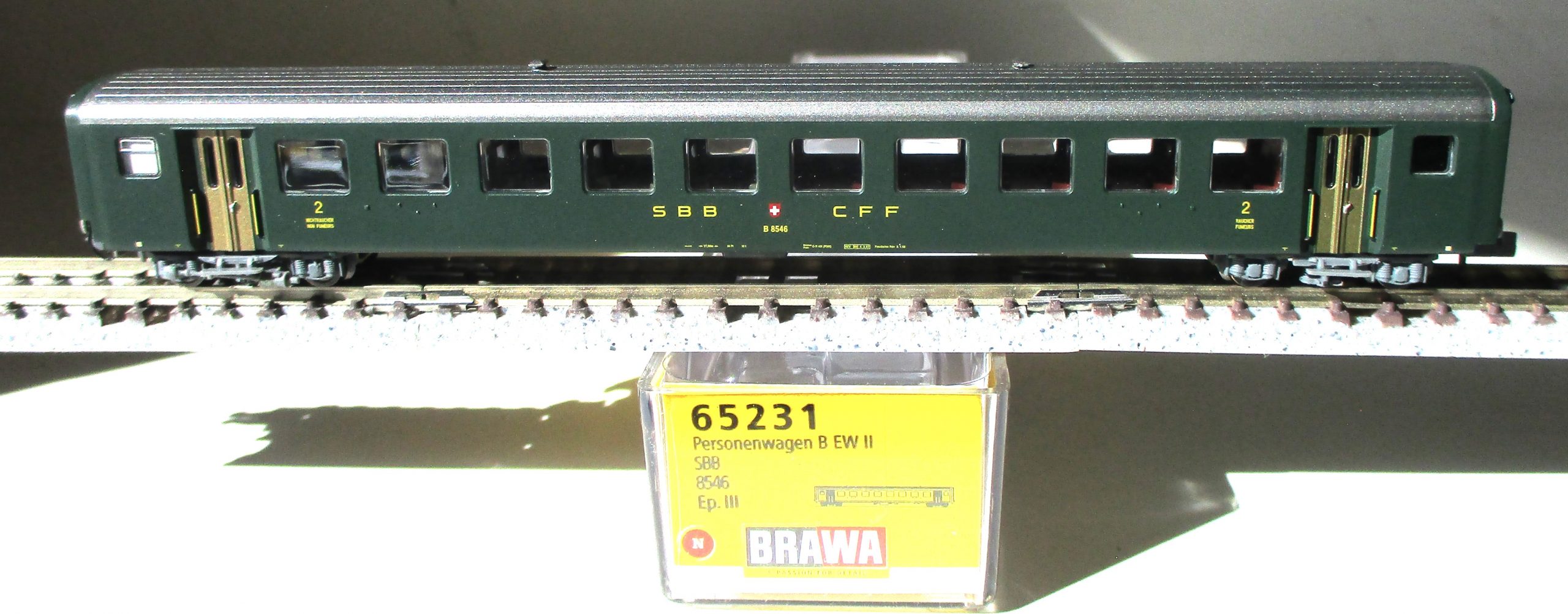 Brawa 65231 Personenwagen EW-II 2 Klasse SBB-4 grün #2