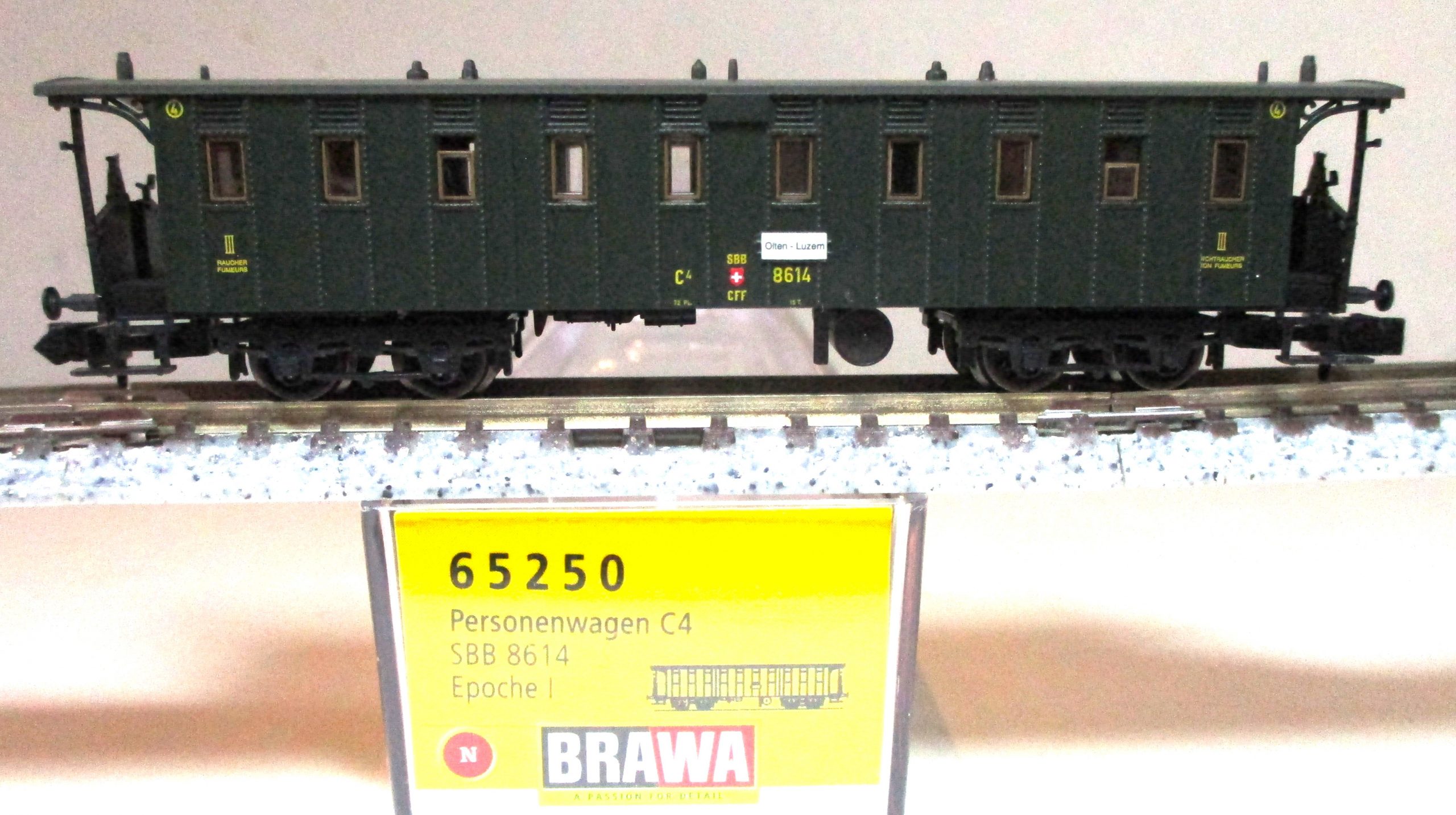 Brawa 65250 Historischer Personenwagen/4-achs. C4 grün SBB-1