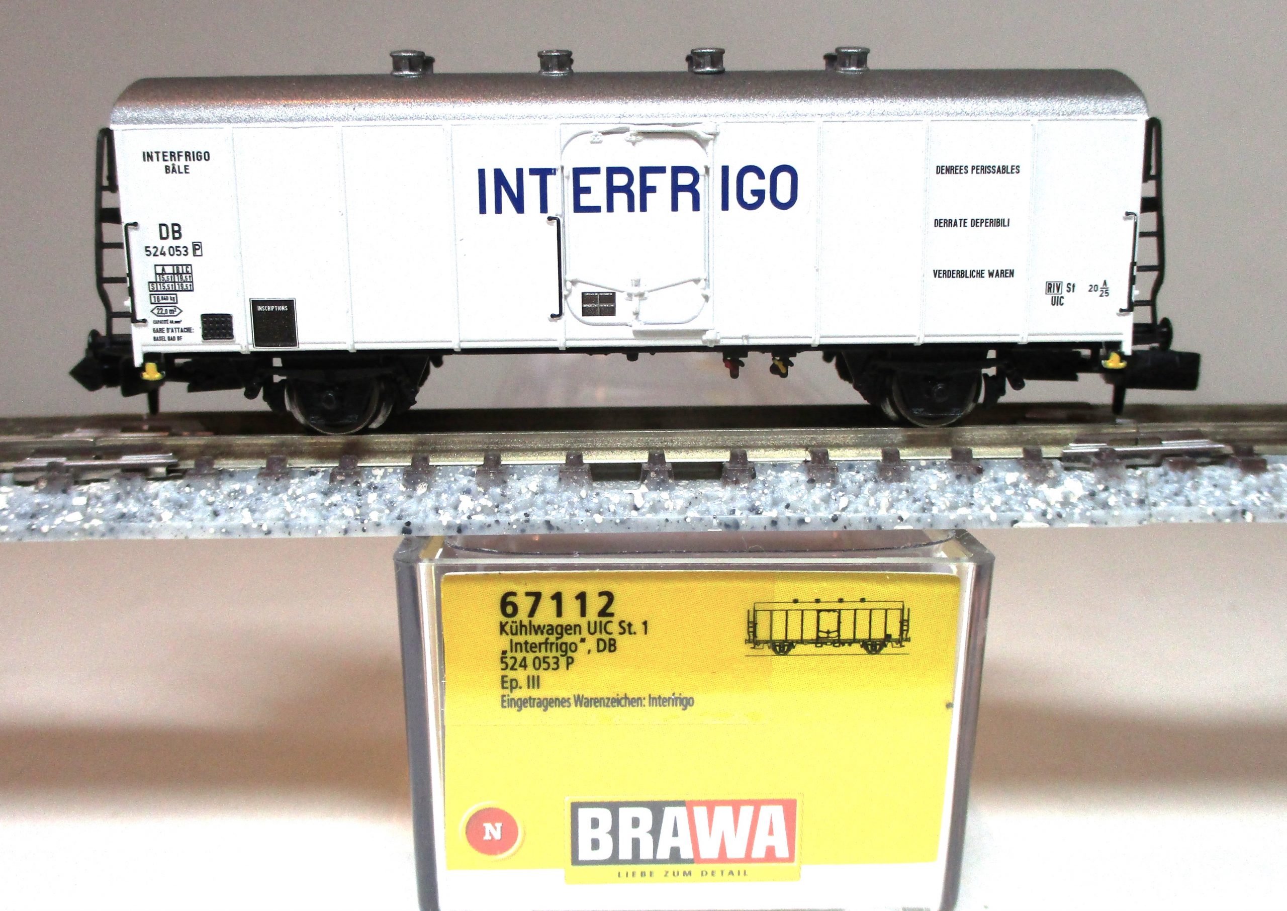 Brawa 67112 Kühlwagen/2-achs. UIC Standard-1 'Interfrigo' weiß DB-3