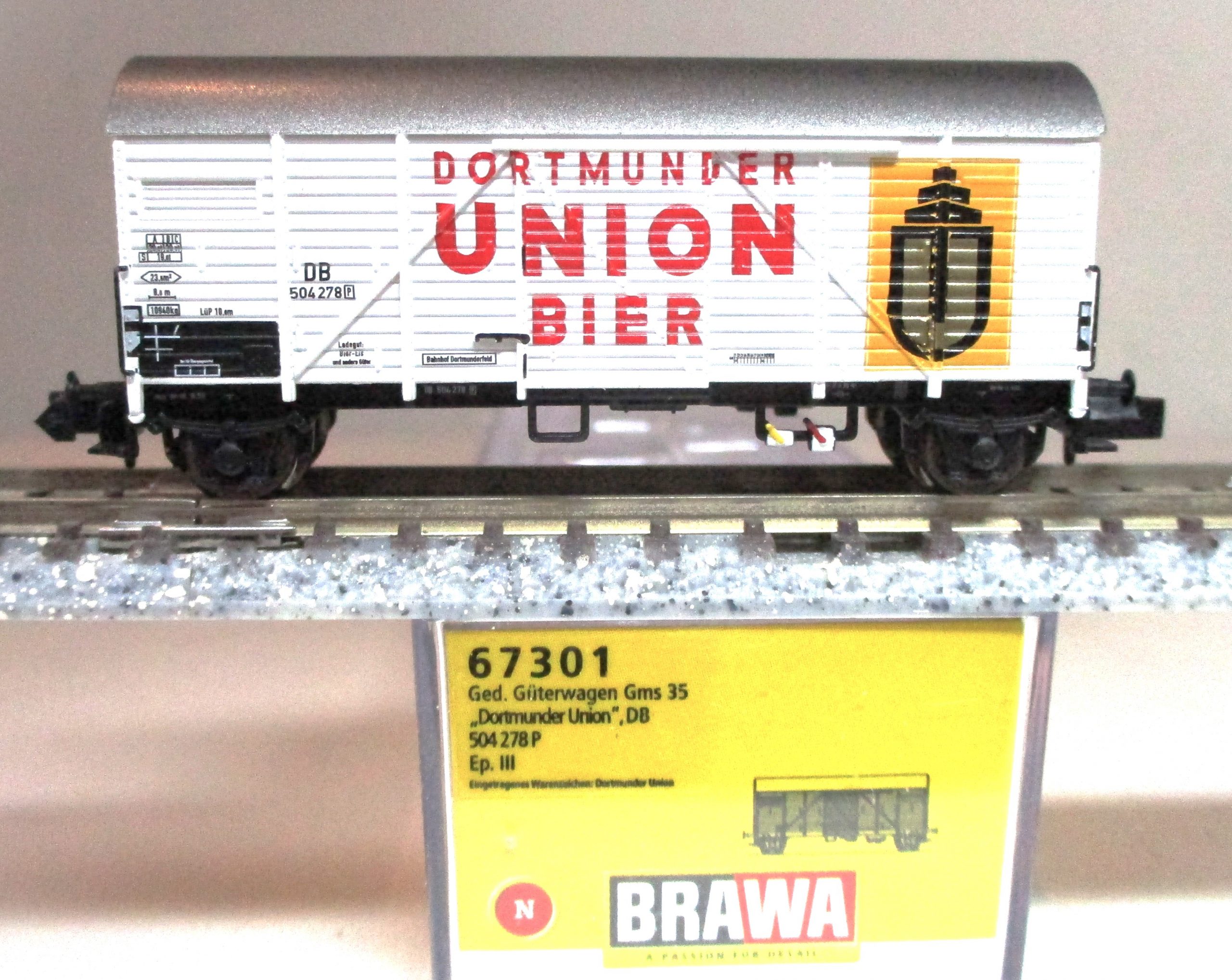 Brawa 67301 Gedeckter Güterwagen Bremen 'Dortmunder Union' DB-3
