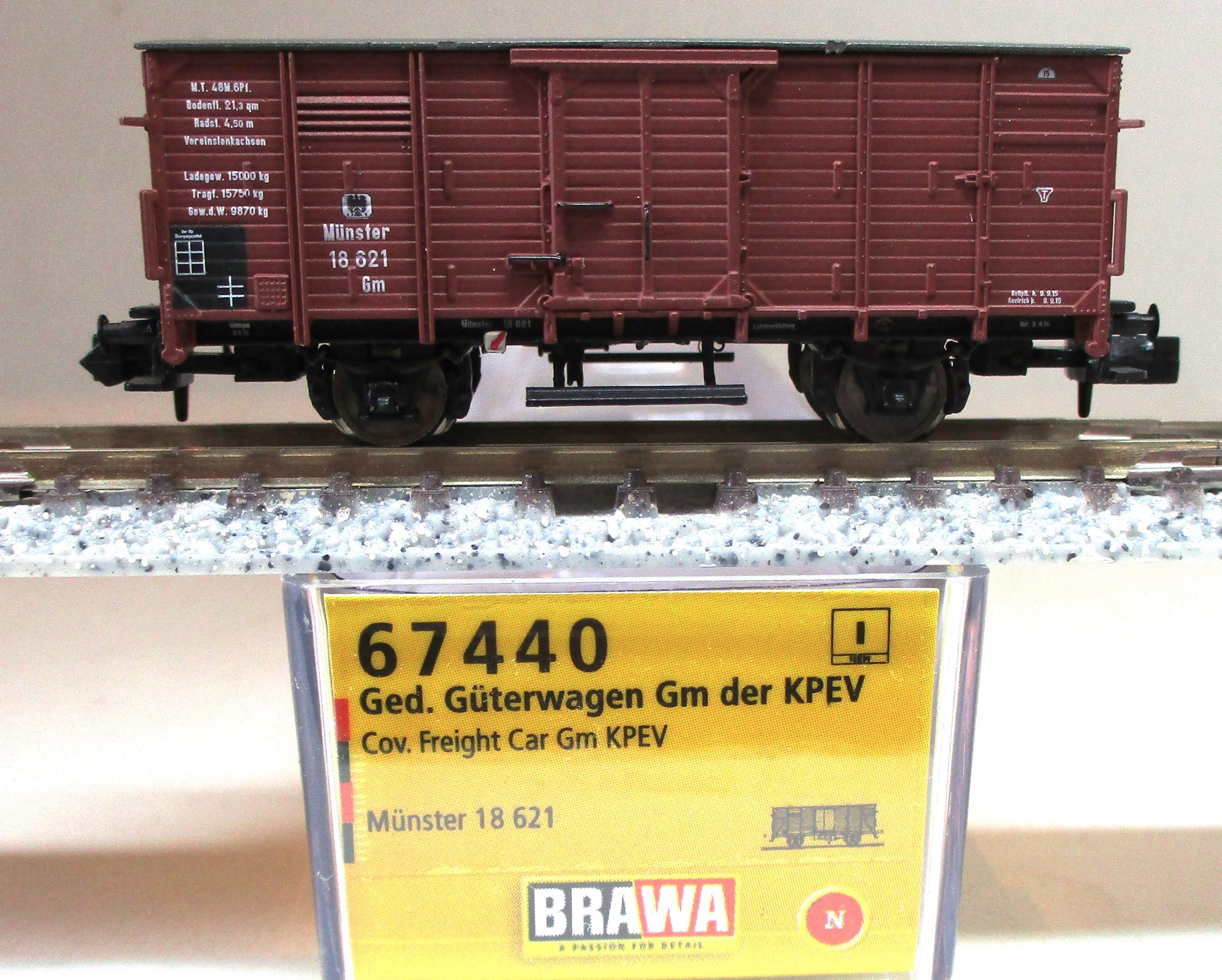 Brawa 67440 Gedeckter Güterwagen G10 MÜNSTER braun K.P.E.V.
