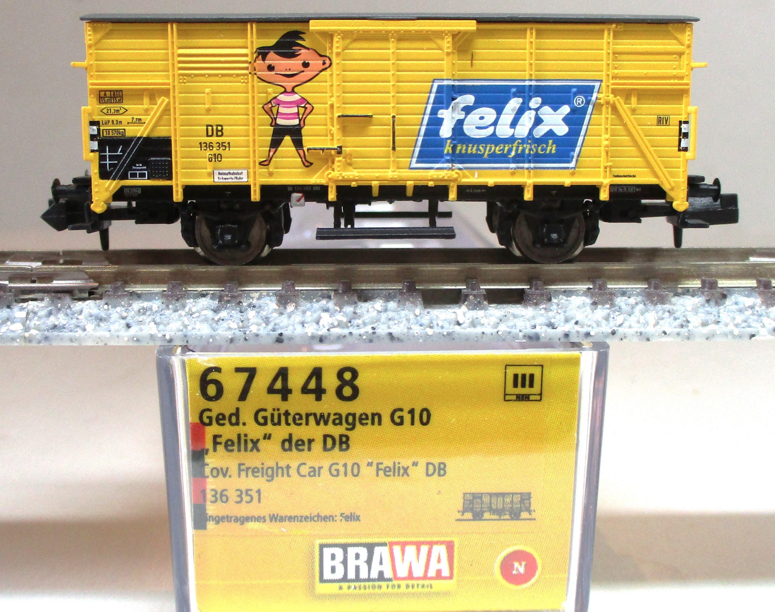 Brawa 67448 Gedeckter Güterwagen G10 'Felix' DB-3