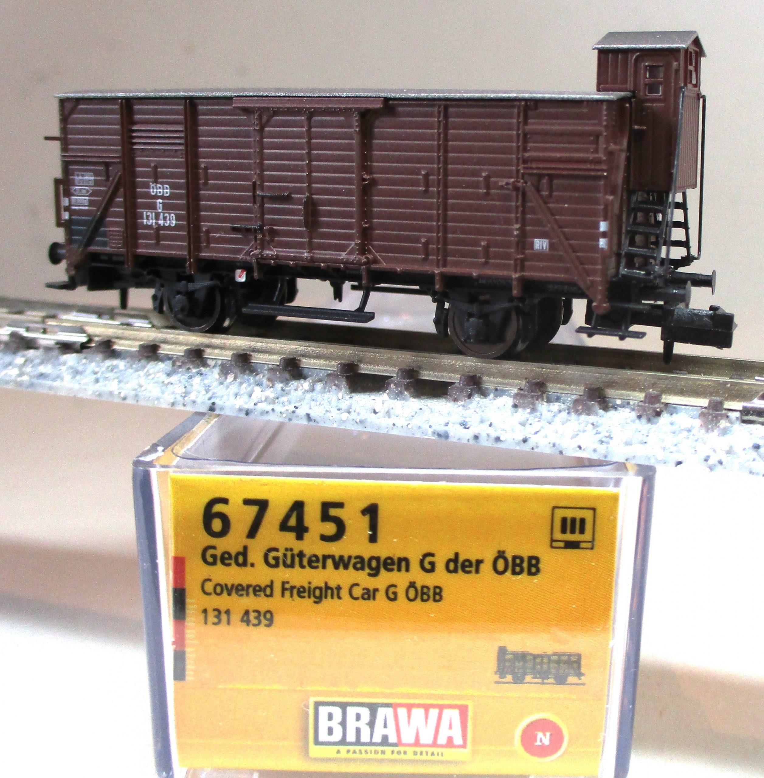 Brawa 67451 Gedeckter Güterwagen/BrH G10 braun ÖBB-3