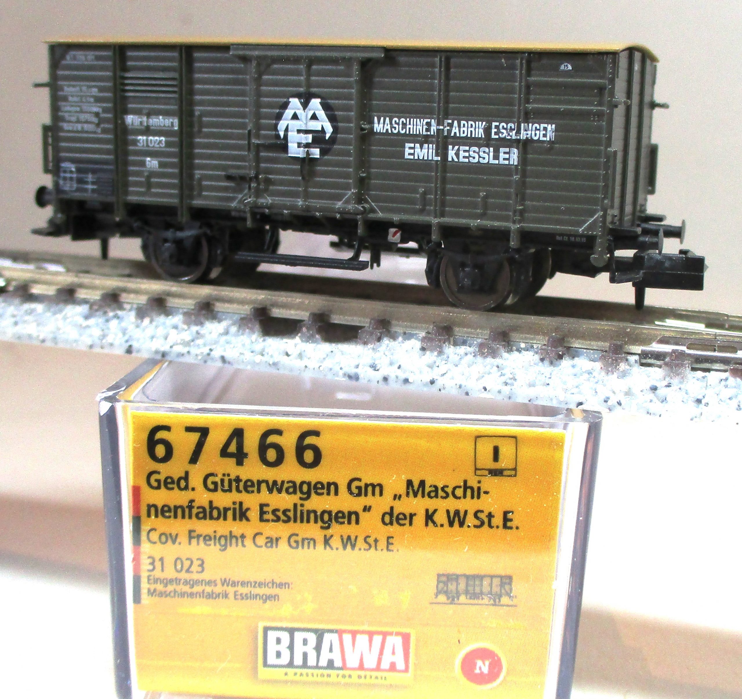 Brawa 67466 Gedeckter Güterwagen Gm 'Maschinenfabrik Esslingen' K.W.St.E.