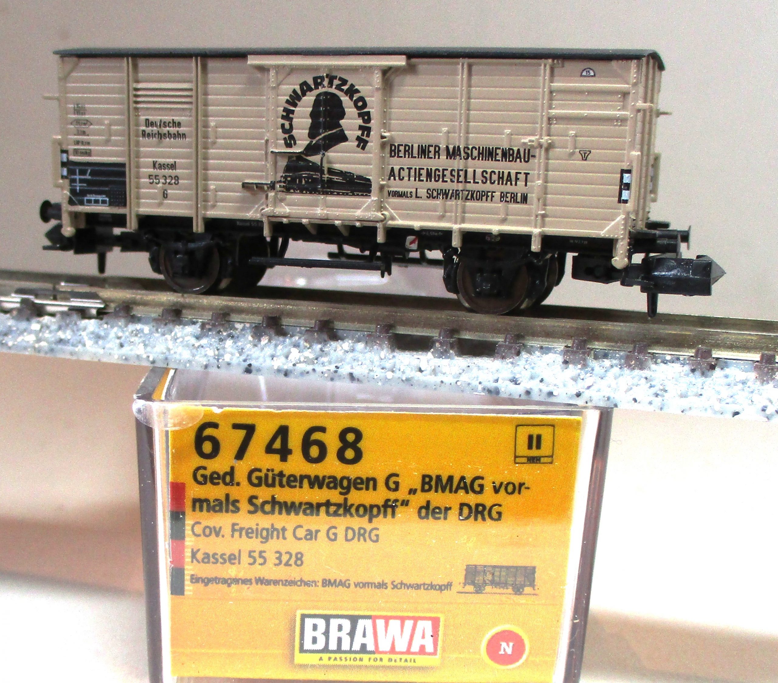 Brawa 67468 Gedeckter Güterwagen Gm 'BMAG vormals Schwartzkopff' DRG