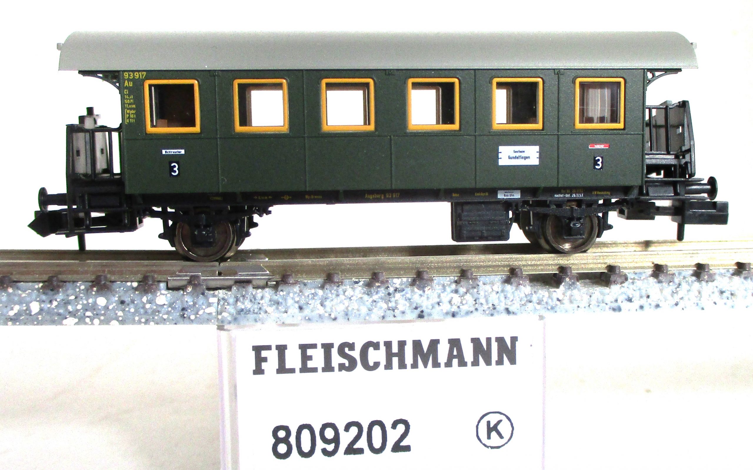 Fleischmann 809202 Personenwagen/2-achs. 3.Kl. Ci-bay10 grün DB-3