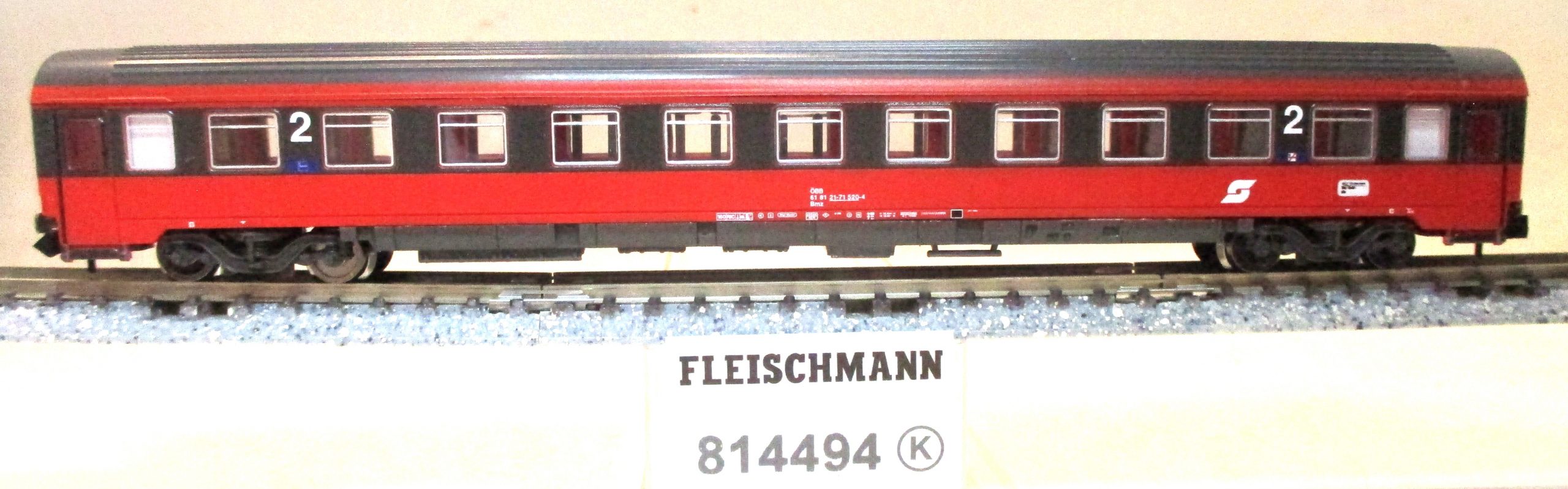 Fleischmann 814494 Eurofima-Reisezugwagen 2. Klasse Bmz rot/grau ÖBB-5 #1
