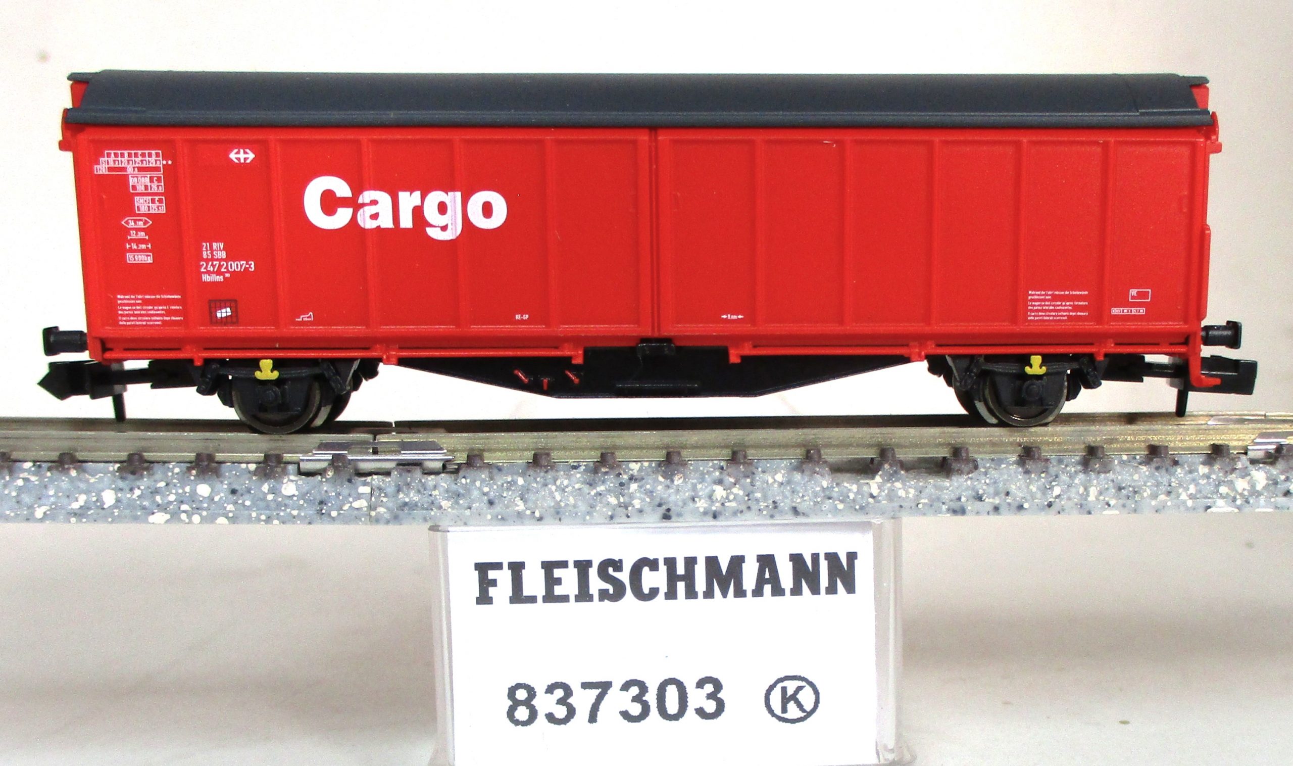 Fleischmann 837303 Schiebewandwagen/2-achs. Hbillns rot SBB-Cargo-6