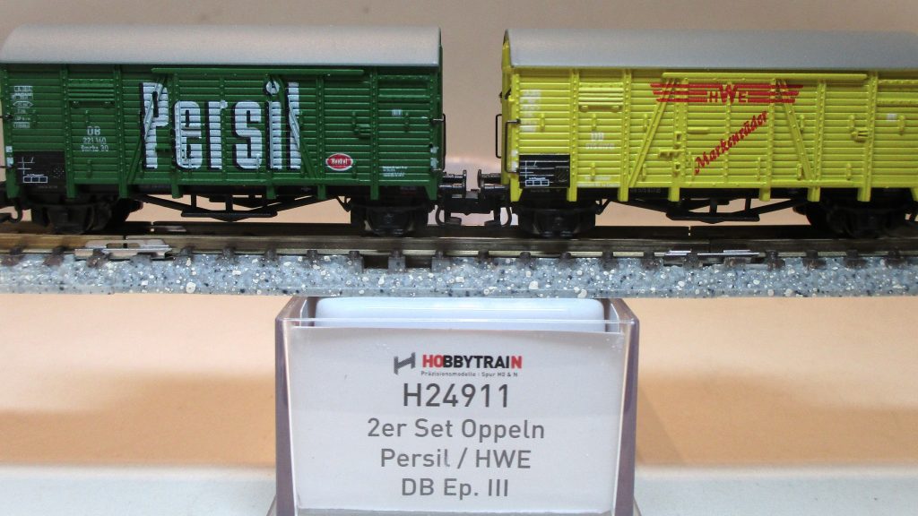 Hobbytrain 24911 Gedeckte Güterwagen-Paar/2-achs. OPPELN DB-3 'Persil + HWE'