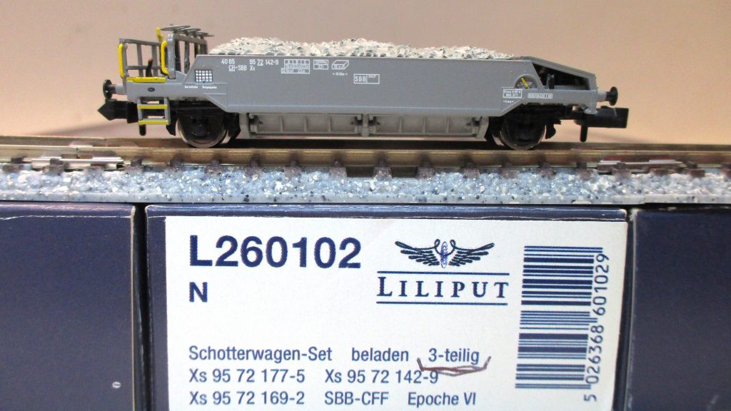 Liliput  260102  Schotterwagen-Set/2-achs. grau SBB-6 3-tlg.
