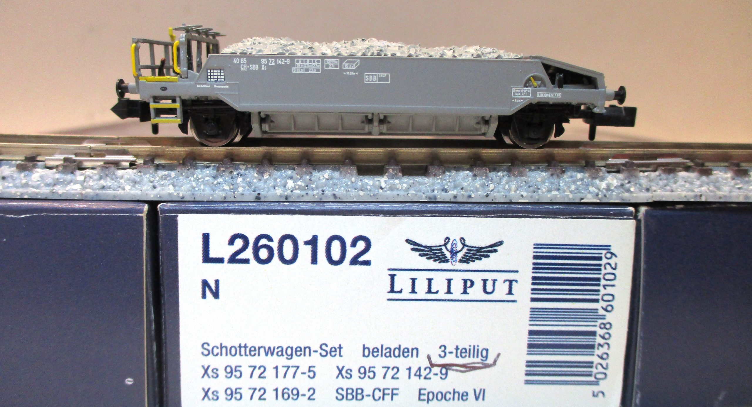 Liliput 260102 Schotterwagen-Set/2-achs. grau SBB-6 3-tlg.