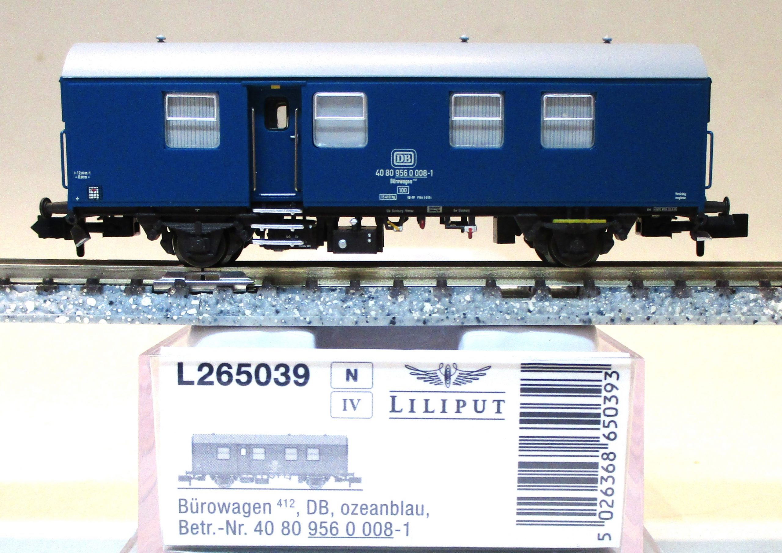 Liliput 265039 Bahndienst-Bürowagen/2-achs. türkis DB-4