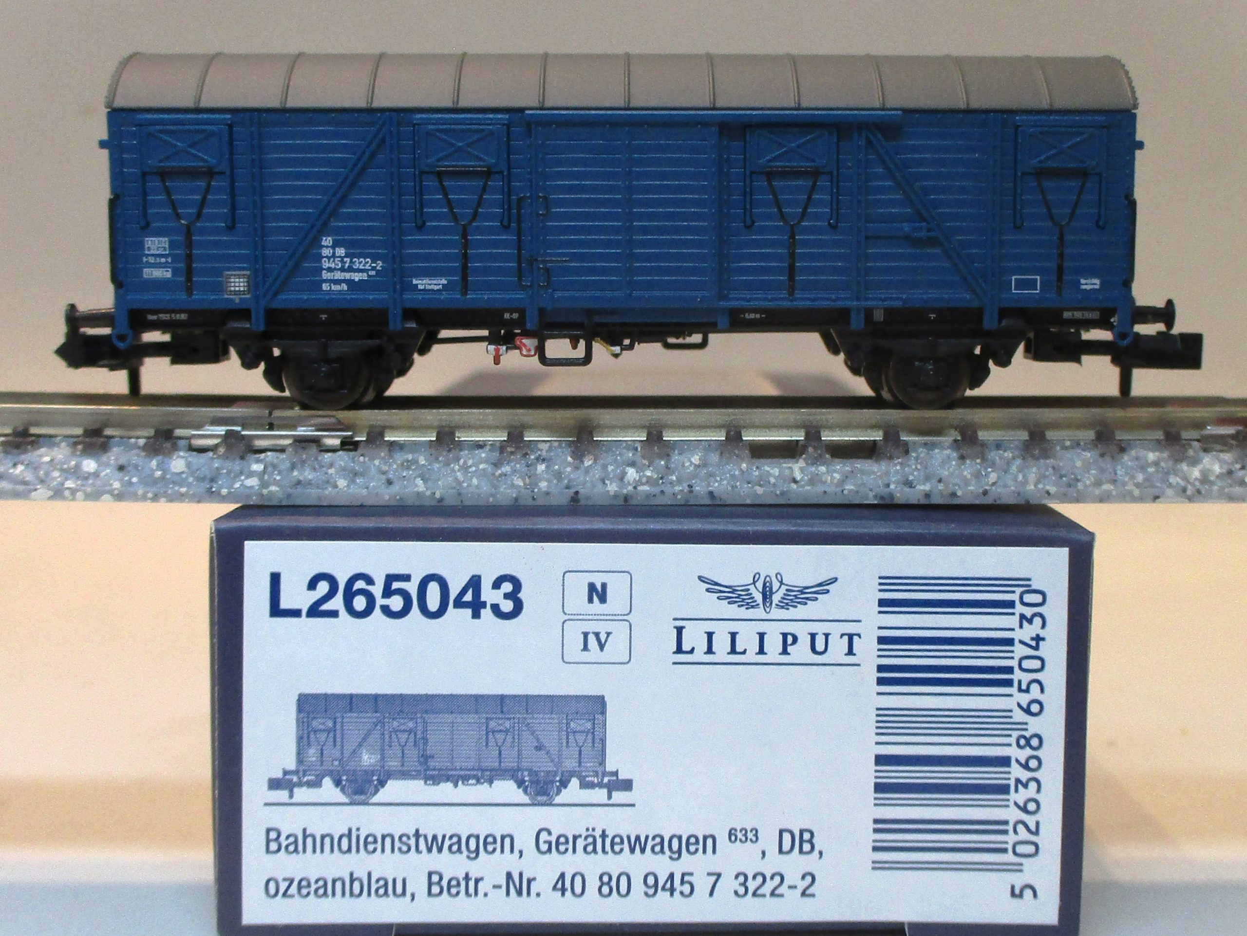 Liliput 265043 Bahndienst-Gerätewagen/2-achs. türkis DB-4