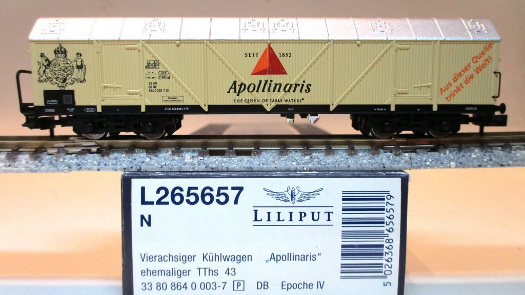 Liliput  265657  Kühlwagen/4-achs. TThs 'Apollinaris' beige DB-4