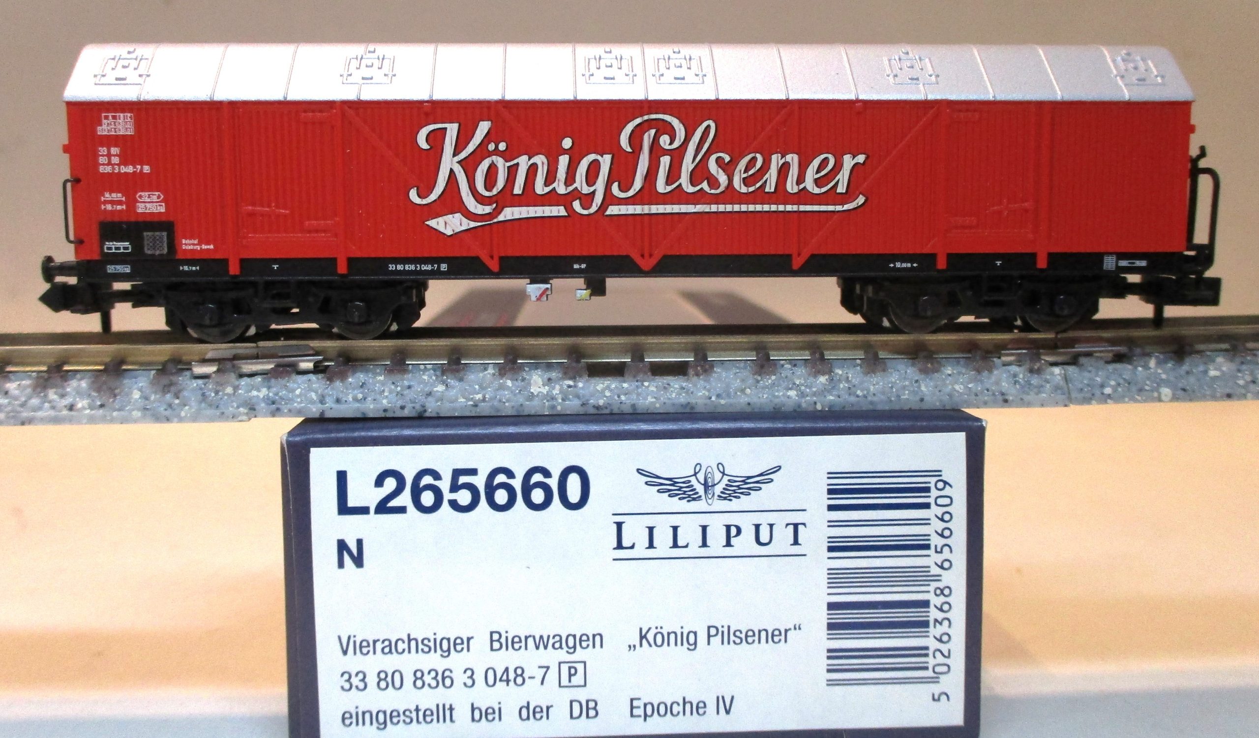 Liliput 265660 Kühlwagen/4-achs. TThs 'König-Pilsener' rot DB-4