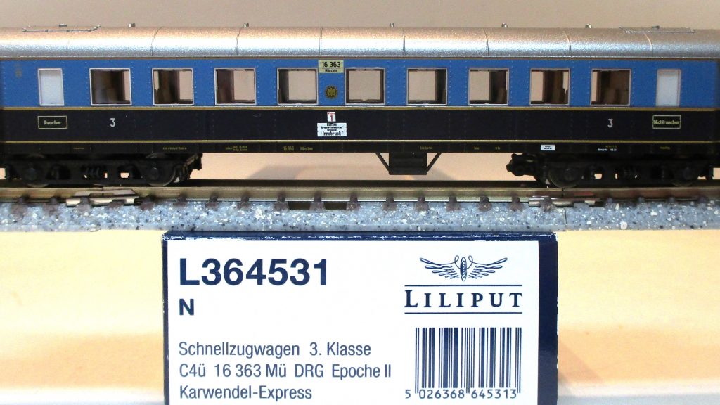 Liliput  364531  Schnellzugwagen/4-achs. C4ü 3.Klasse 'Karwendelexpress' blau DRG #16363