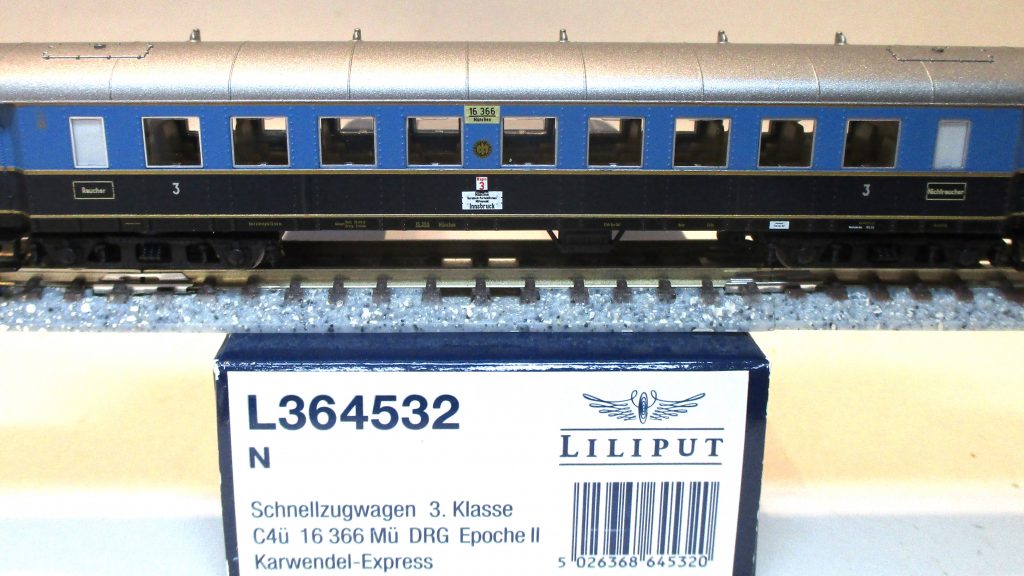 Liliput  364532  Schnellzugwagen/4-achs. C4ü 3.Klasse 'Karwendelexpress' blau DRG #16366