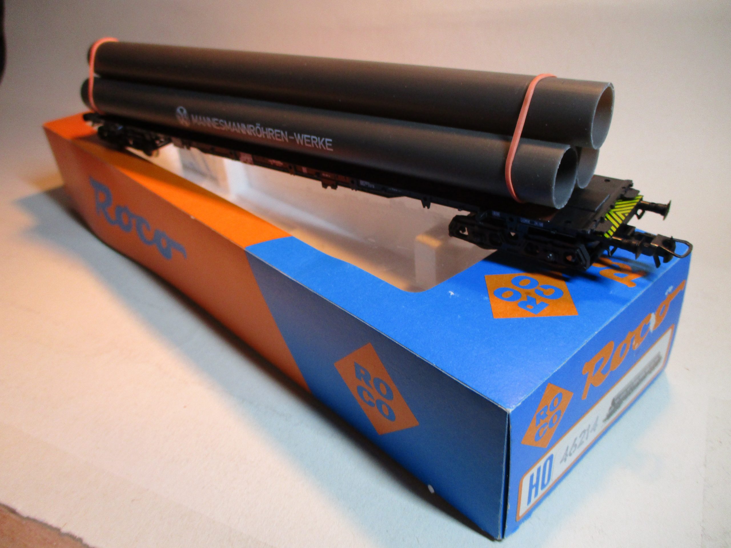 Roco 46214 Rungenwagen/4-achs. mit Mannesmannröhren DB-4