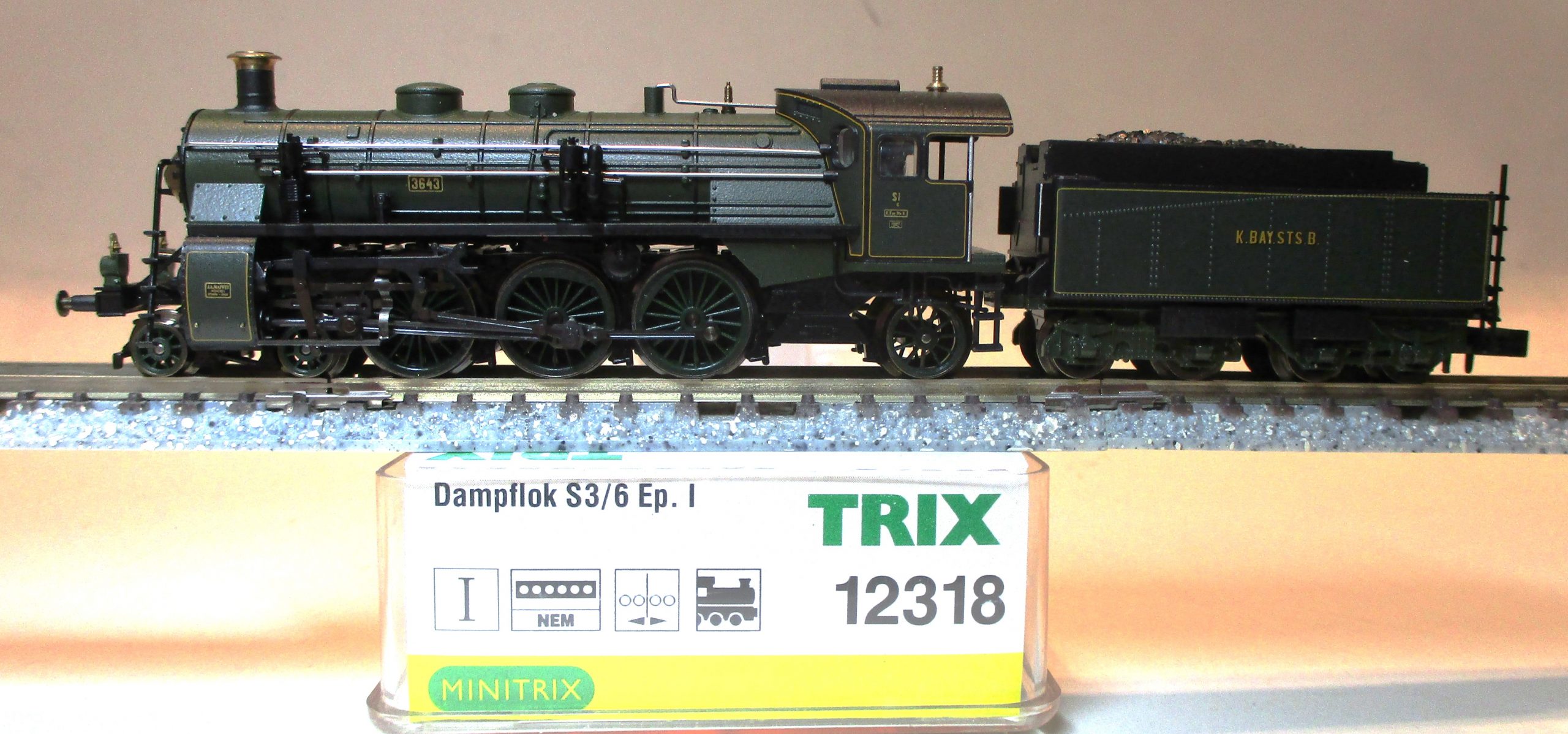 Minitrix 12318 Dampflok BR S3/6(18) Bayern grün DCC