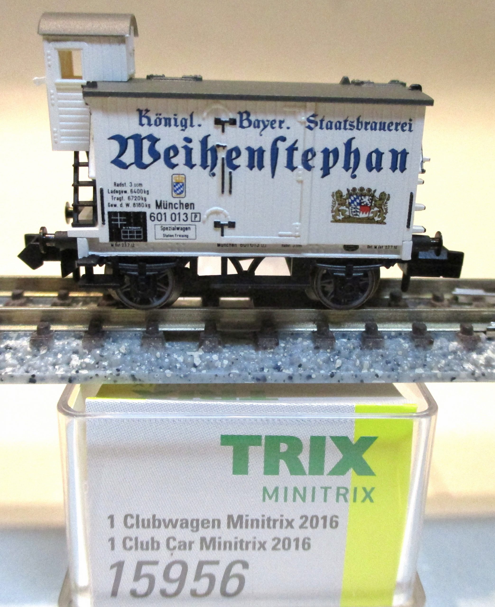 Minitrix 15956 Kühlwagen/2-achs./BrH 'Club-JW-2016' 'Weihenstephan' weiß K.Bay.Sts.B.