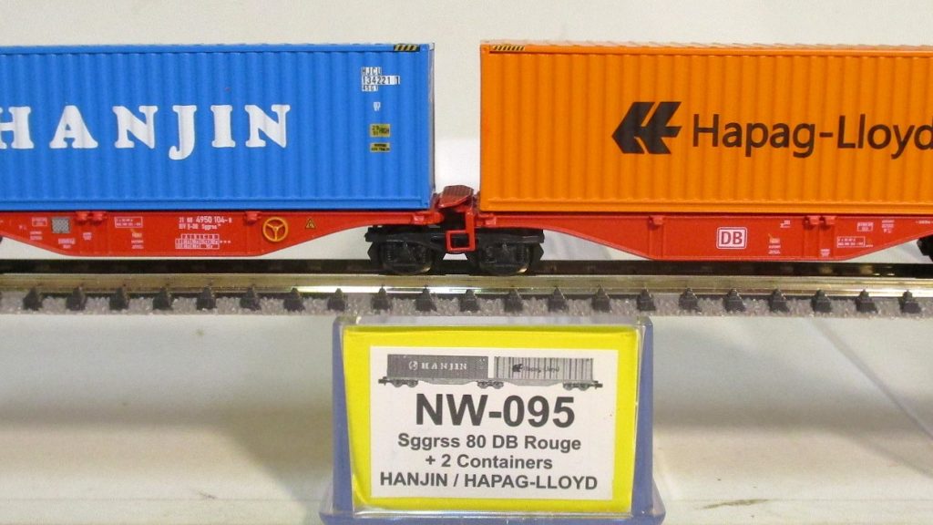 REE NW-095 Containertragwagen/6-achs. 2 x 40ft.Ct. 'Hanjin' und 'Hapag Lloyd'