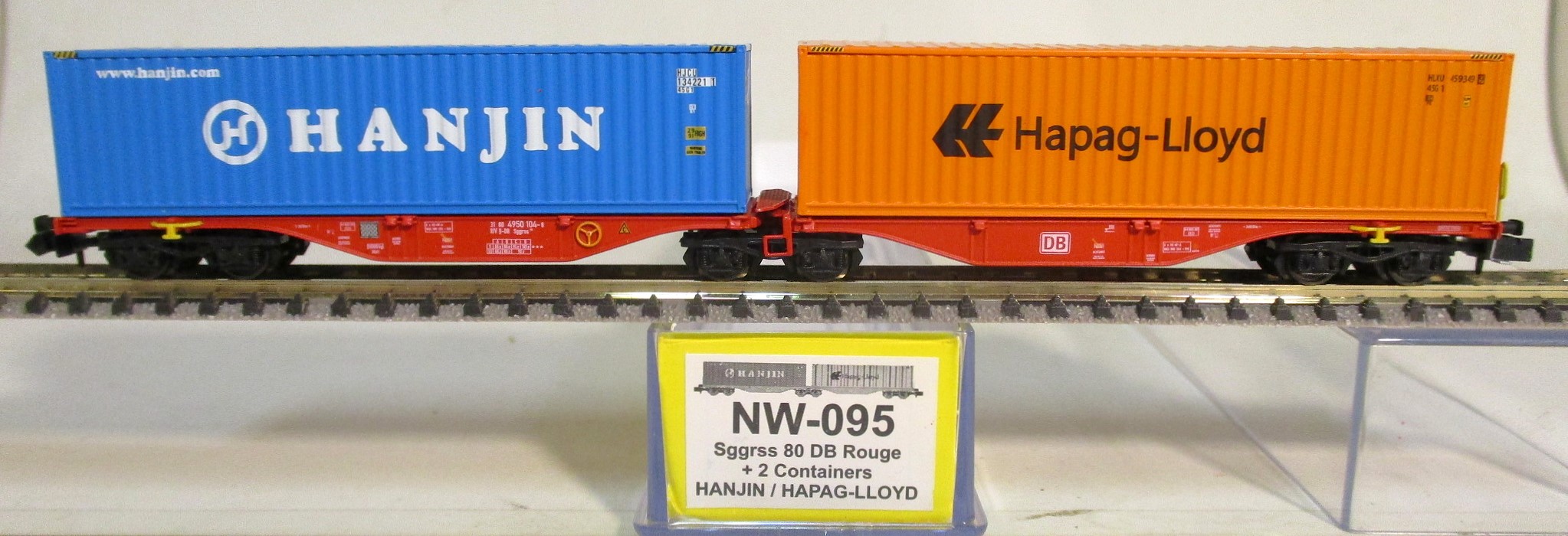 REE NW-095 Containertragwagen/6-achs. 2 x 40ft.Ct. 'Hanjin' und 'Hapag Lloyd'